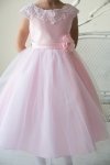 Blue Satin Embroidered Lace and Tulle Skirt Flower Girl Dress Blue Satin Embroidered Lace and Tulle Skirt Flower Girl Dress